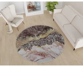 Umývateľný okrúhly koberec v hnedo-zlatej farbe ø 100 cm – Vitaus