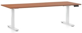 Výškovo nastaviteľný stôl OfficeTech C, 200 x 80 cm, biela podnož, čerešňa