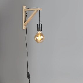 Drevená nástenná lampa s čiernou - Galgje