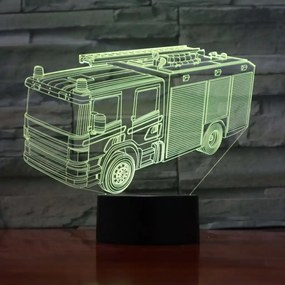 3Dmix 3DL-CLK055 – 3D LED nočná lampa - Hasičské auto (Hodiny s budíkom)