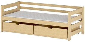 Detská posteľ z masívu borovice EGO so zásuvkami - 200x90 cm - prírodná