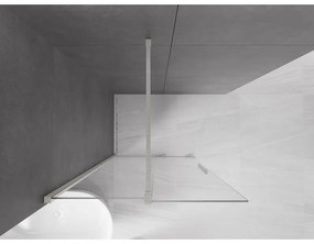 Mexen Velar, sprchová zástena s posuvnými dverami Walk-in 90 x 200 cm, 8mm číre sklo, brúsená oceľ, 871-090-000-03-97