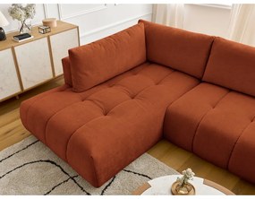 Rozkladacia/s úložným priestorom rohová pohovka v tehlovej farbe (ľavý roh/do tvaru "U") Fuji – Bobochic Paris