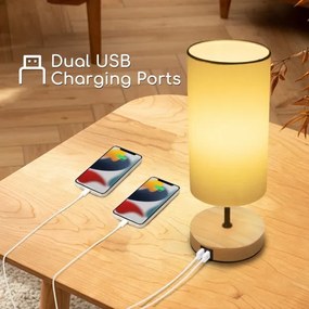 Aigostar - Stolná lampa s USB portom 1xE27/40W/230V béžová