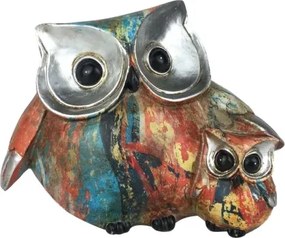 Dekoračná soška Farebné sovy%