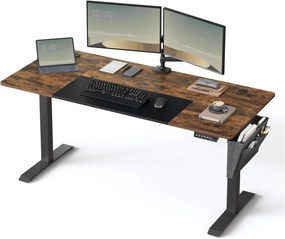 Elektricky nastaviteľný písací stôl Vasagle Foral 160 cm hnedo-čierny