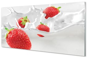 Obraz na skle jahodové mlieko 120x60 cm