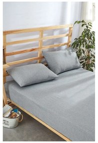 Sivá napínacia bavlnená plachta a obliečka na vankúš v súprave 180x200 cm – Mila Home