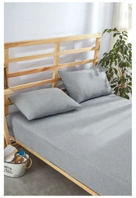 Sivá napínacia bavlnená plachta a obliečka na vankúš v súprave 180x200 cm – Mila Home