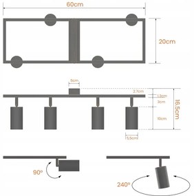 Bodové svietidlo 4xGU10/30W/230V biele