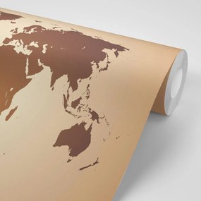 Samolepiaca tapeta mapa sveta v odtieňoch hnedej - 450x300