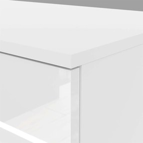 KOMODA MARION STRIEBORNÉ ÚCHYTKY LED BIELA VYSOKÝ LESK 95 cm