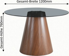 XXXLutz JEDÁLENSKÝ STÔL, tmavosivá, farba vlašského orecha, 120/76 cm MID.YOU - Stoly - 002721002001
