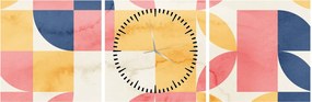 Obraz - Abstrakcia s retro vzormi (s hodinami) (90x30 cm)