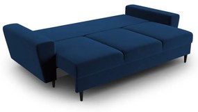 Modrá zamatová rozkladacia/s úložným priestorom pohovka 235 cm Kyoto – Cosmopolitan Design