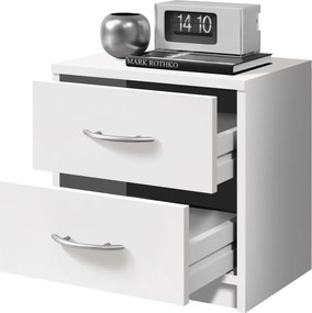 Nočný stolík s 2 zásuvkami Pepe, biely
