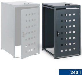 Prístrešok na popolnicu do objemu 240 l, 123,5 x 67 x 77,3 cm, prístavný, sivá