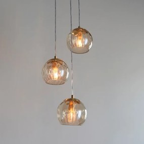 Endon 91971 - Závesný luster na lankách DIMPLE 3xE14/7W/230V zlatá/dymová béžová