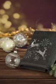 Bavlnený vianočný uterák sivý so sobmi Šírka: 50 cm | Dĺžka: 90 cm