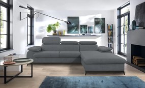 Rohová sedacia súprava Scala, ocelovo šedá látka, pravý roh