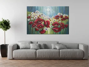 Gario Ručne maľovaný obraz Maky v svetle mesiaca Rozmery: 120 x 80 cm