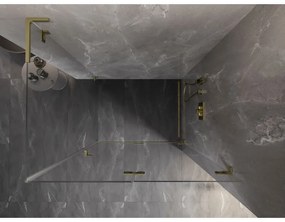 Mexen Lunar-F L, sprchovací kút pravý 75 x 70 cm, 8mm číre sklo, zlatý kartáčovaný - 836L-075-070-55-00-P