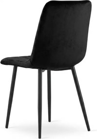 Čierna zamatová stolička LAVA ONYX s čiernymi nohami