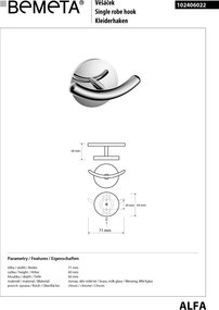 Bemeta Design ALFA: Háčik, dvojitý - 102406022