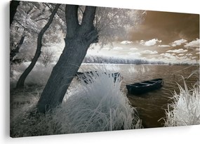 Obraz loďky na jazere (90x60 cm)
