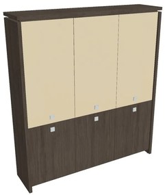 Vysoká skriňa Verno 188 x 46 x 210 cm, kombinované dvere, dub antracit / vanilka