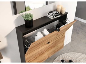 Výklopná závesná skrinka na topánky v dekore duba v antracitovo-prírodnej farbe 100x85x19 cm Renell – Germania