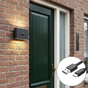 Nástenné svietidlo čierne 4-krokový senzor magnetické vrátane LED nabíjateľné - Batt