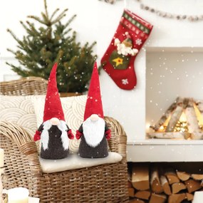 Vianočný škriatok 63 cm s copy - čierno / červený