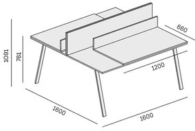 PLAN Kancelársky písací stôl DOUBLE LAYERS, posuvná vrchná doska, s prepážkami, biela