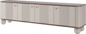 TV stolík Vespera 4D 187 cm - kašmírová / orech / zlatá / kašmírové nohy
