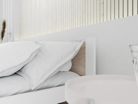 Posteľ IKAROS 160 x 200 cm, biela/dub sonoma Rošt: S latkovým roštom, Matrac: Matrac DELUXE 10 cm