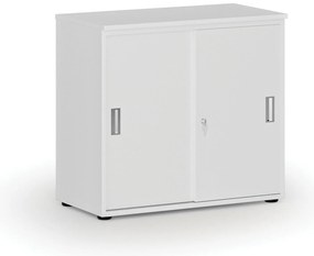Kancelárska skriňa so zasúvacími dverami PRIMO WHITE, 800 x 420 x 740 mm, biela