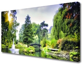 Obraz na plátne Les vodopád slnko príroda 140x70 cm