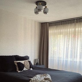 Stropné bodové svetlo čierne so zlatom s dymovým sklom 3-svetlo - Zuzanna