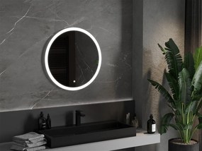 Mexen Oro, okrúhle LED podsvietené kúpeľňové zrkadlo 70 cm, 6000K, vykurovacia podložka proti zahmlievaniu, 9824-070-070-611-00