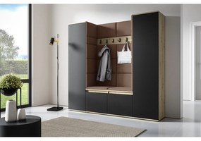 Predsieňová stena AMI 31 Bez zrkadla Dub artisan + čierna Hnedá