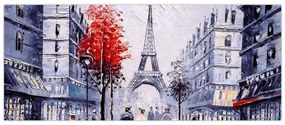 Obraz uličky v Paríži, olejomaľba (120x50 cm)