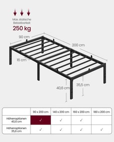 Kovová posteľ 90 cm RMB152BD01