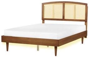 Drevená posteľ s LED 140 x 200 cm svetlé drevo VARZY Beliani