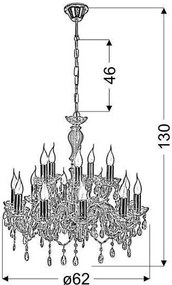 Candellux Zlatý krištáľový luster Maria Teresa pre žiarovku 15x E14 30-95810