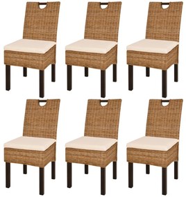 Jedálenské stoličky, 6 ks, ratan kubu a mangové drevo