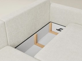 Krémovobiela ženilková rozkladacia/s úložným priestorom rohová pohovka (ľavý roh/s leňoškou) Leon – Maison de Rêve