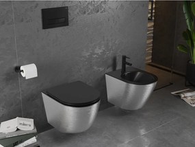 Mexen Lena, závesný bidet 480x370x325 mm, čierna matná - strieborný vzor, 35224873