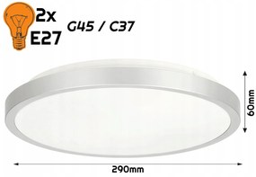 BERGE LED Plafond 2xE27 IP20 SEMO-R STRIEBORNÁ