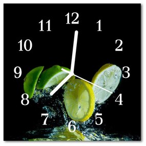 Sklenené hodiny štvorcové Lemonová limetkou 30x30 cm